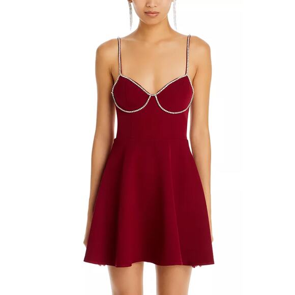 AQUA Crystal Trim Mini Dress Small NWT - Picture 4 of 7